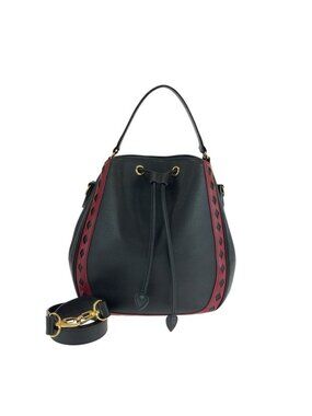 Saint Laurent Yves Vintage Diamond Cut Black Red Gold Leather Shoulder Bag